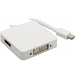 кабель (шнур) Telecom TA554 (miniDP — DP F / HDMI F / DVI-I DL F, 20 см), белый