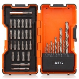 насадки отвёрточные AEG 158551, 35 предметов (10 свёрл, 24 биты)